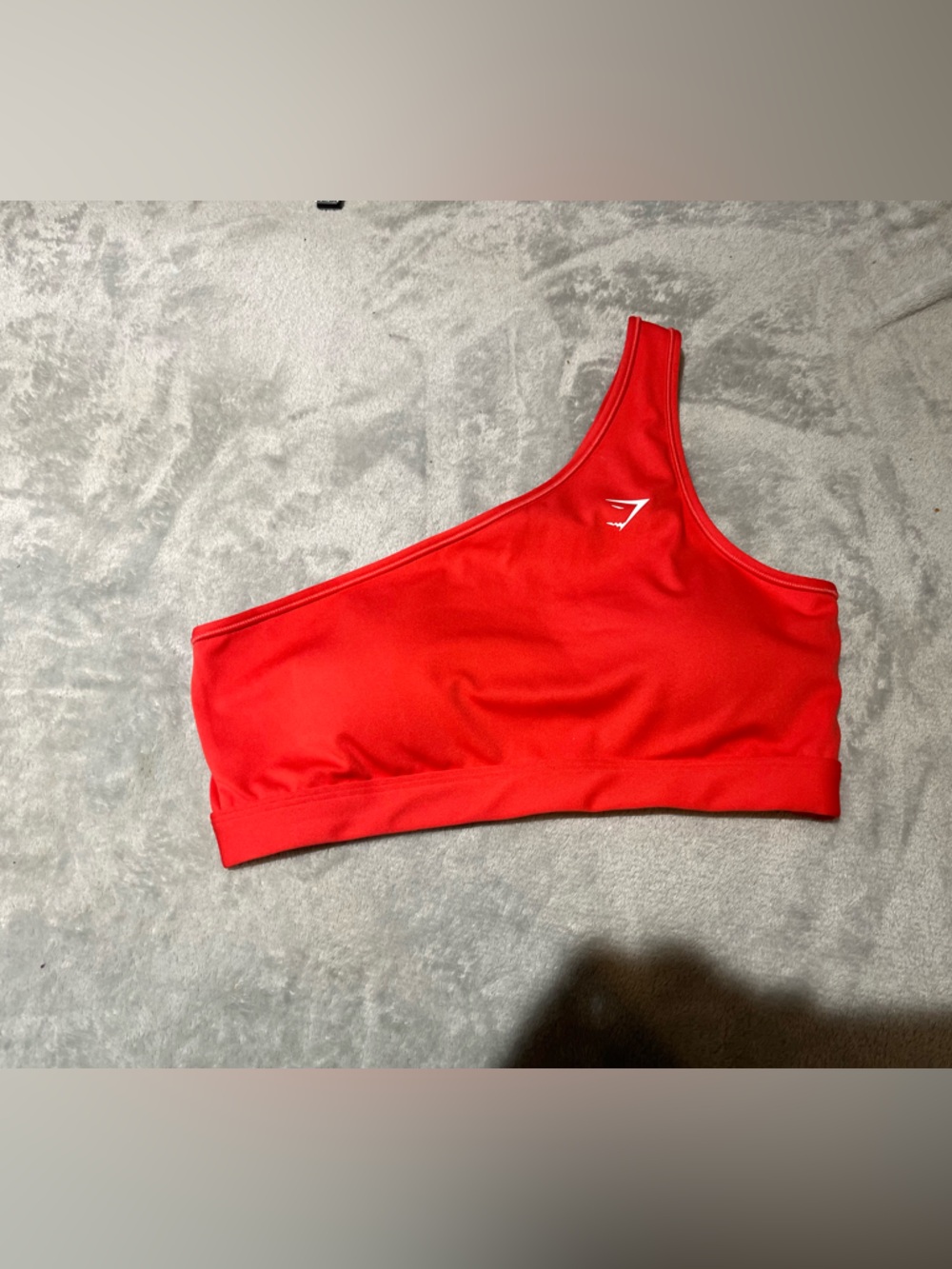 Gymshark Bright Red Sports Bra with White Logo Tag